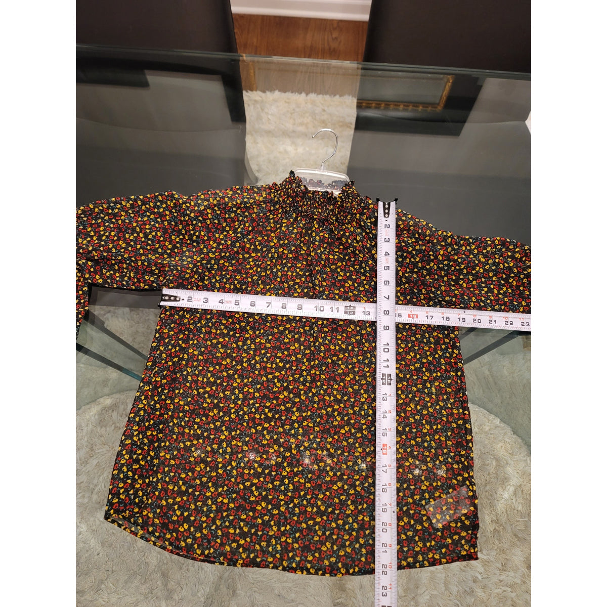 GAP Floral Sheer Top Women's Size X-Small Multicolor Mock Neck Long Sleeves