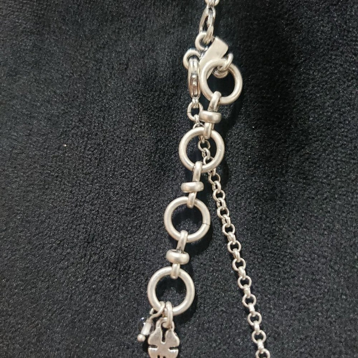 Womens Fashion Blue Glass Stone Semi Precious Silver Chain Pendant Necklace