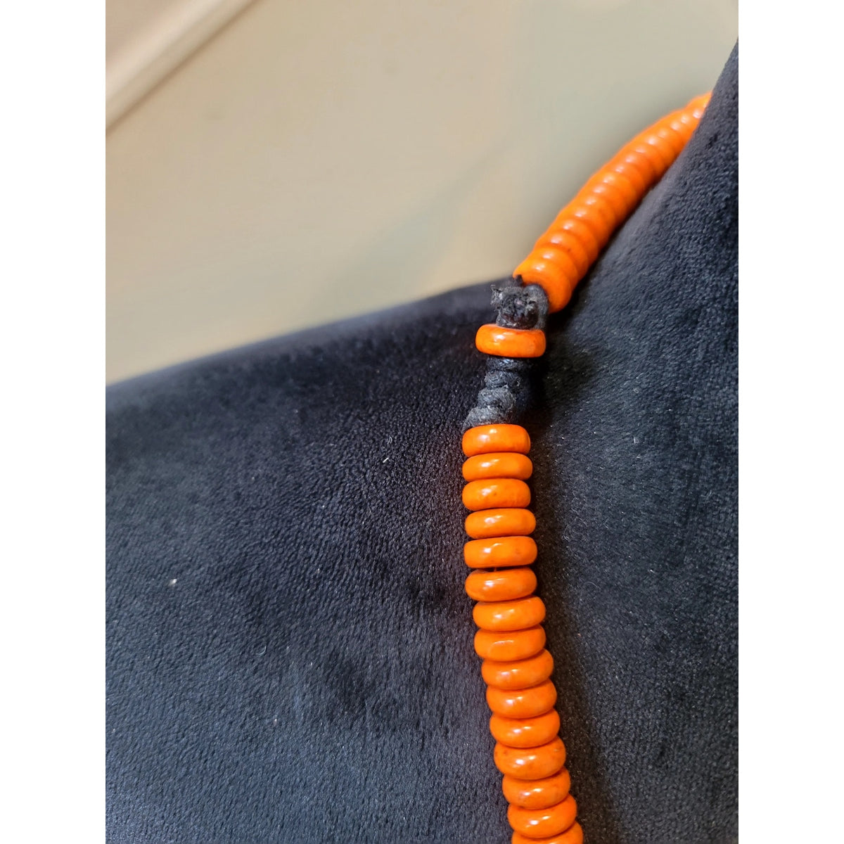 Orange Wooden Bead Statement Necklace Chunky Bib Boho Artisan Bold Fashion 20"