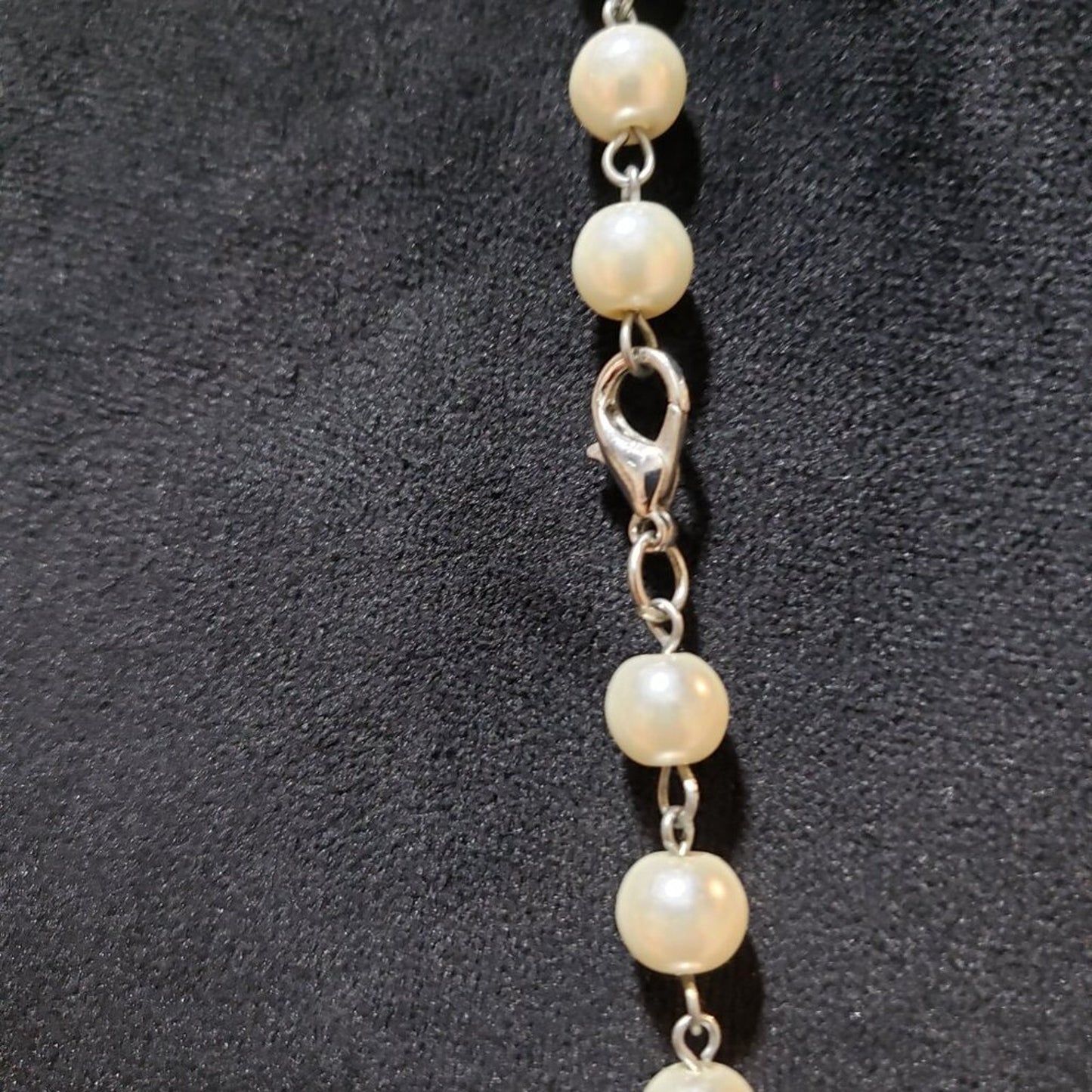 Womens Fashion Ivory Pearl Link Beaded Necklace Jewelry with Lobster Clasp