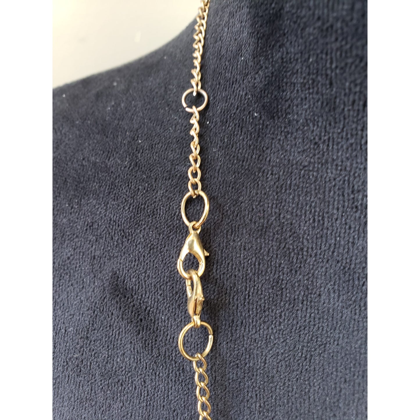 Women Fashion Gold Tone Blue Octagon Acrylic Beads Lariat Necklace with Lobster
