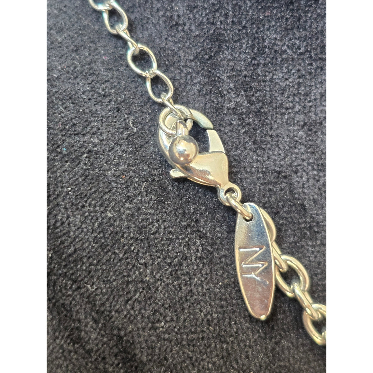 NY Silver Tone Pink Purple Floral Charm Statement Necklace