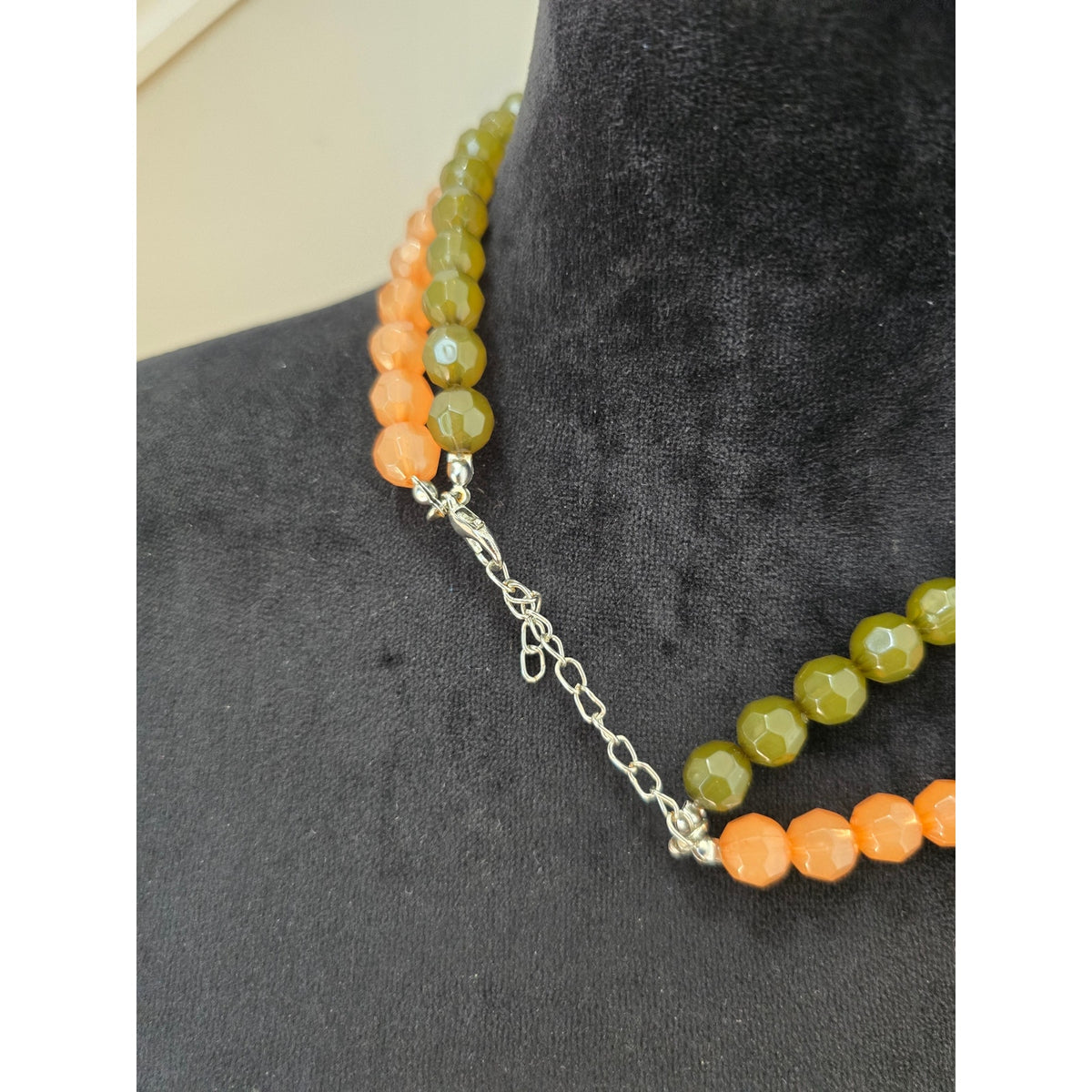 Orange Purple Double Strand Chunky Beaded Lightweight Necklace