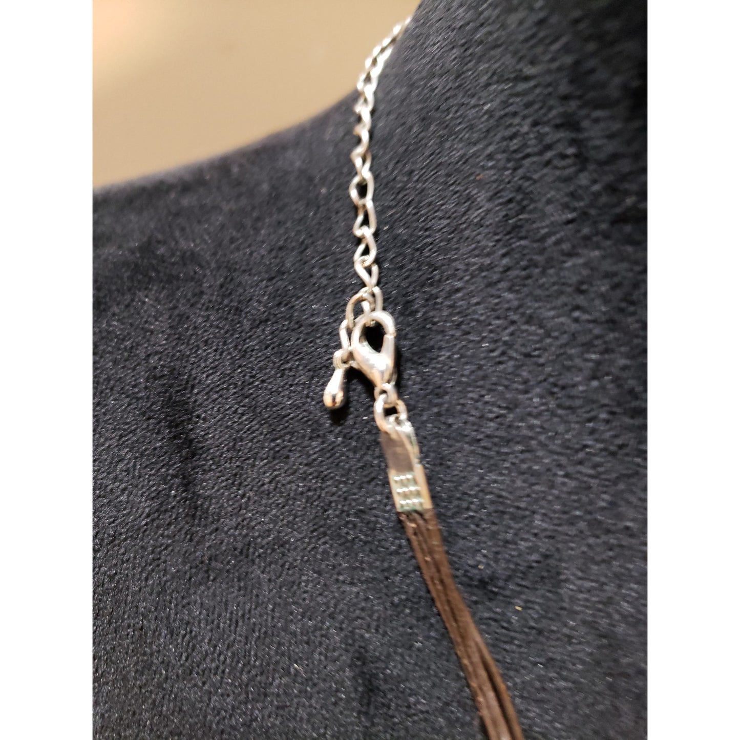 Womens Fashion Crystal on Cord Natural Stone Round Pendant Necklace with Lobster