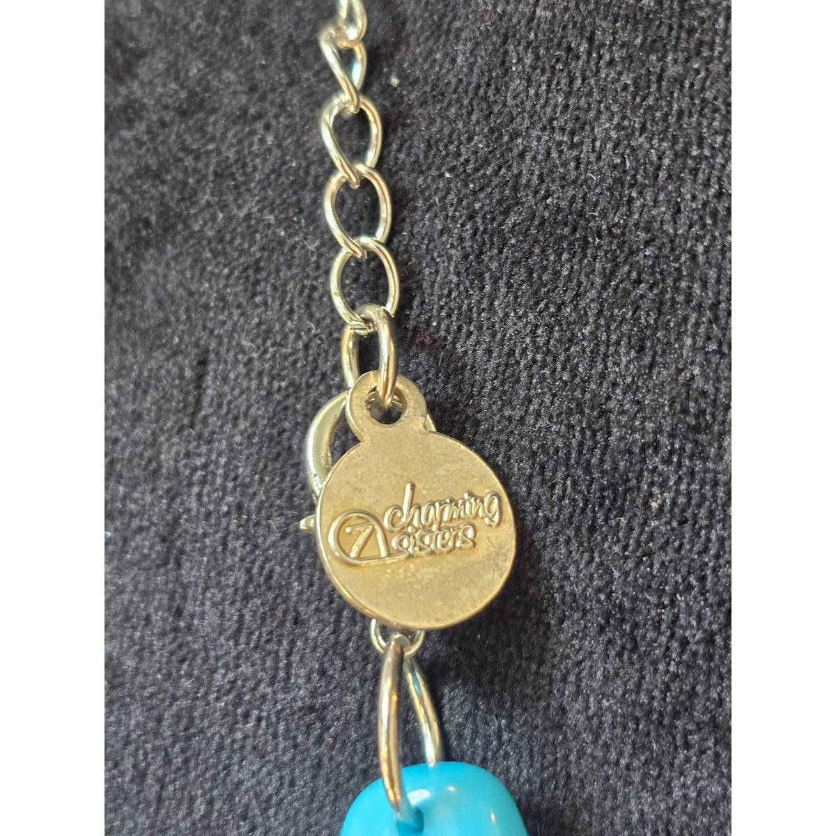 Lightweight Turquoise Blue Chunky Chain Statement Necklace SilverTone Fashion