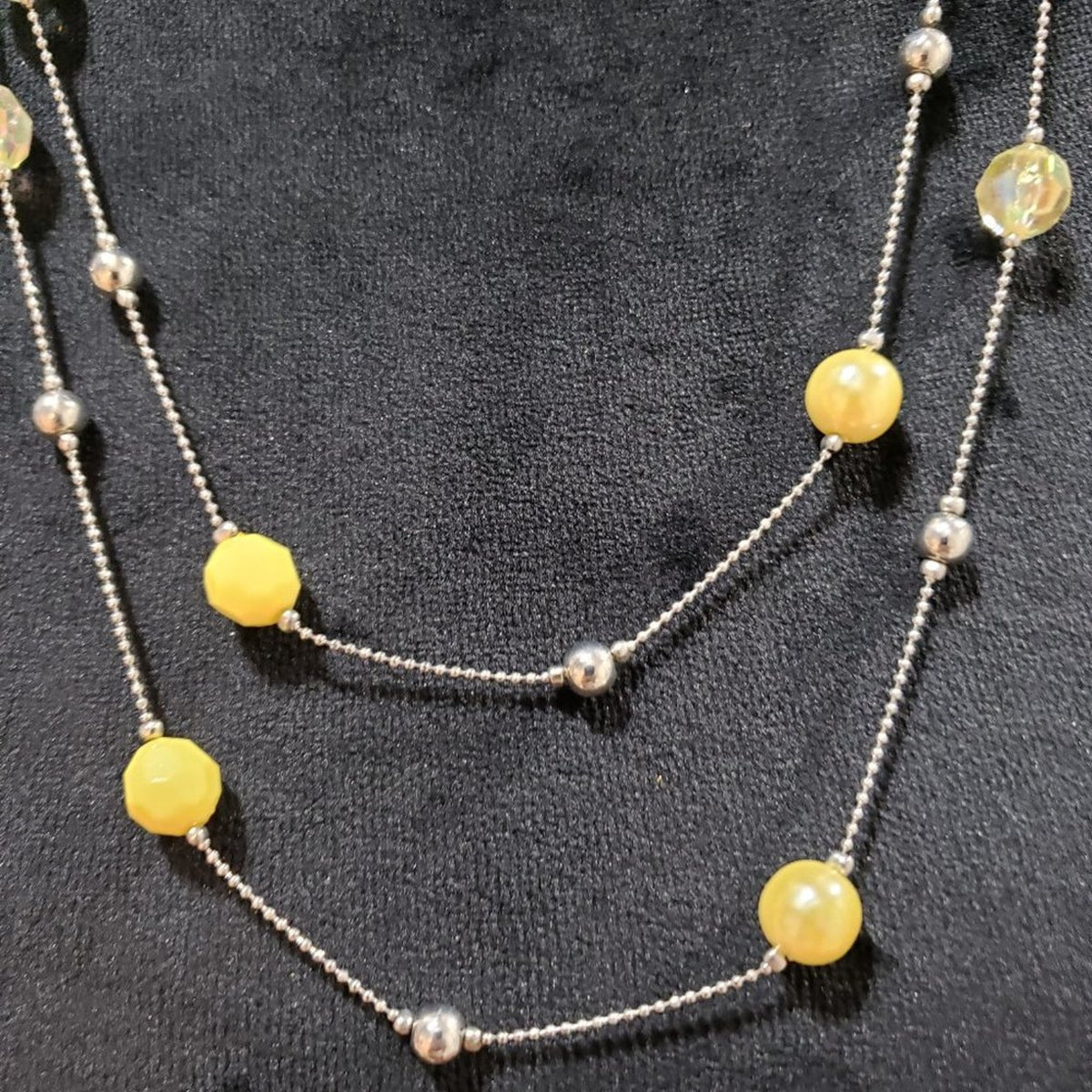 Womens Fashion Silver Bead Rhinestone Long Chain Adjustable Statement Necklace