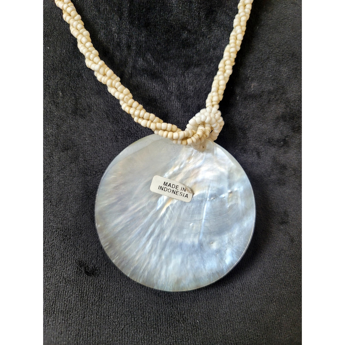 Natural Shell Pendant Beaded Statement Necklace Coastal Boho