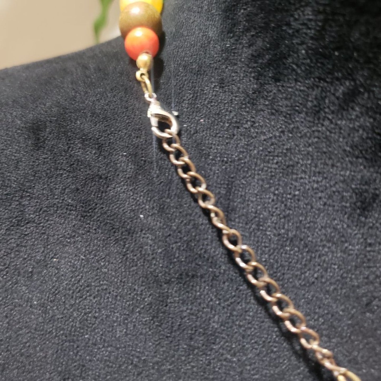 Women Multicolor Graduated Chunky Marble Pattern Beads Necklace Lobster Clasp