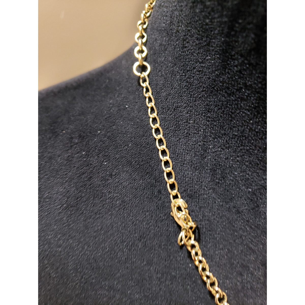 Womens Gold Tone Faceted Red Beads Chandelier Necklace with Lobster Clasp