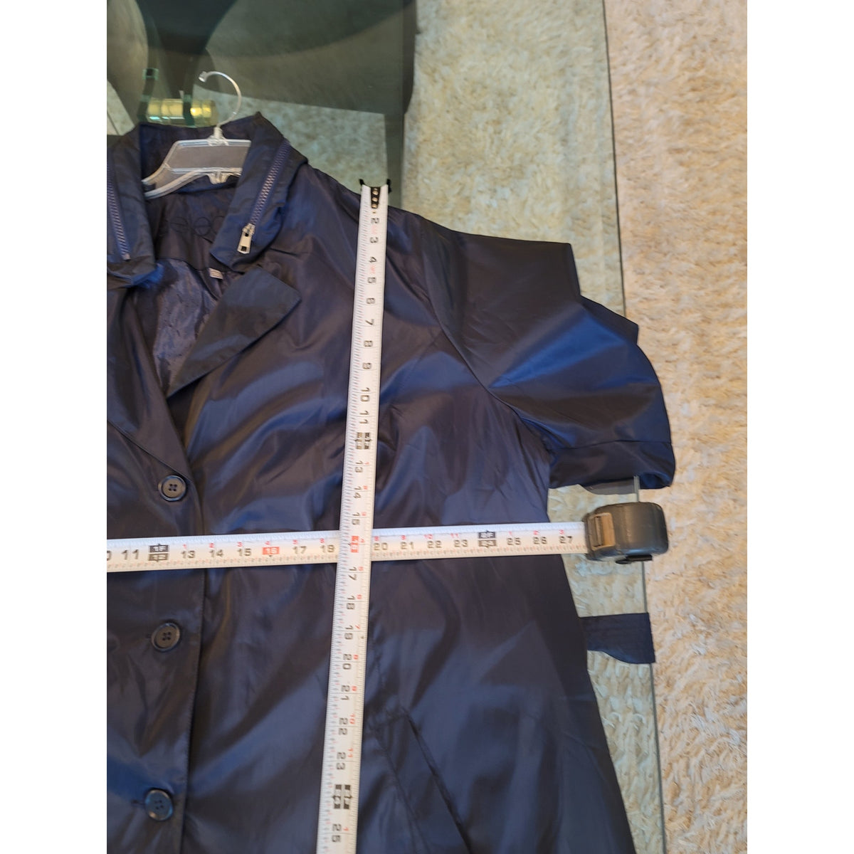 Selection Trench Raincoat Women's Size 28/30 Blue Button Front Back Zipper