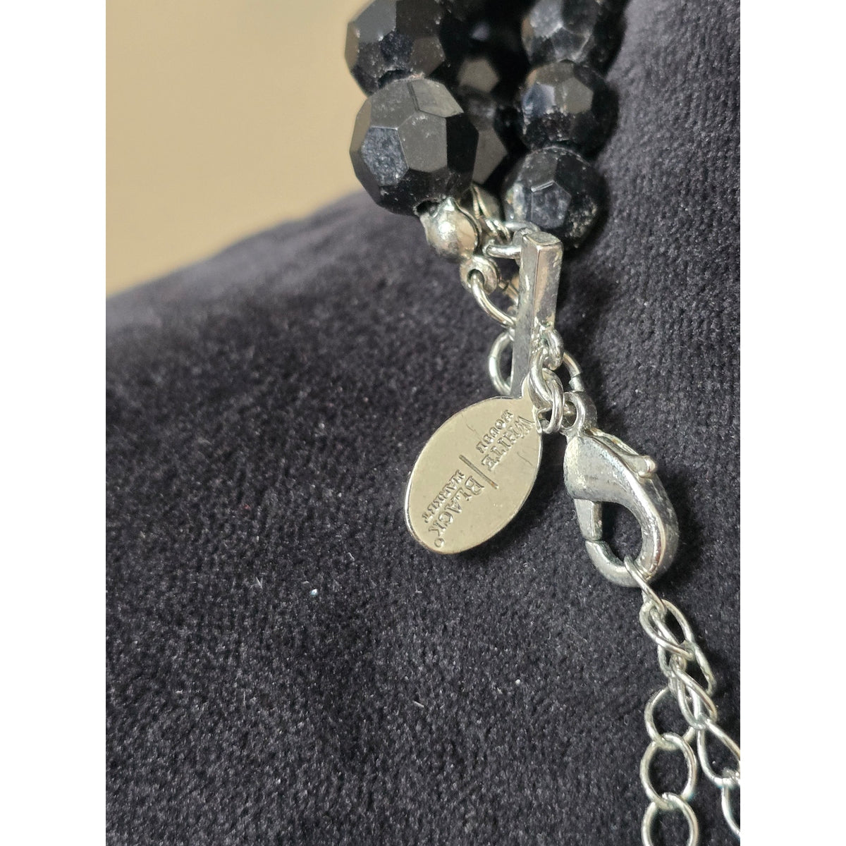 Black Gray Multi Strand Beaded Statement Necklace