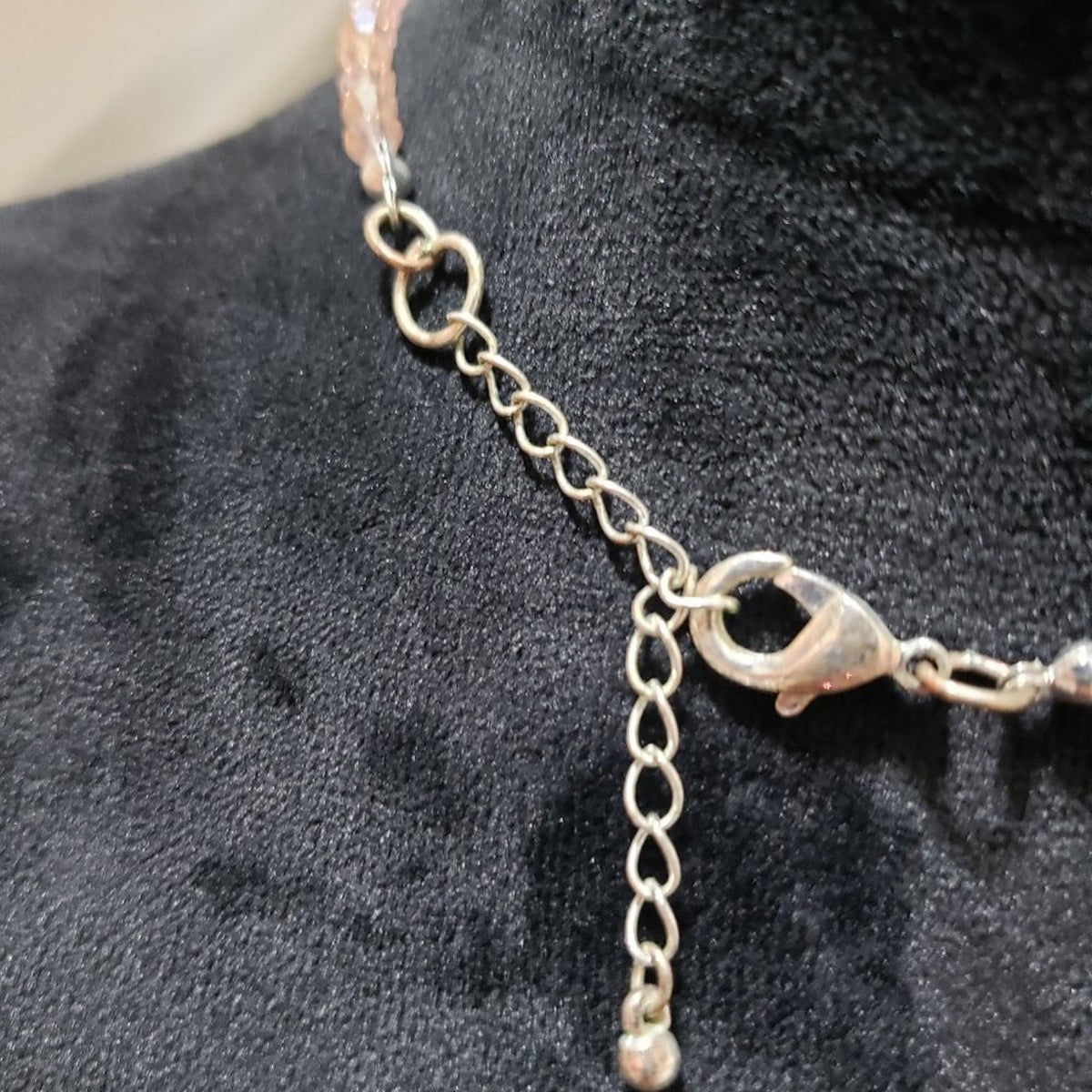 Womens Fashion Pink AB Glass Crystals Beaded Collar Necklace with Lobster Clasp
