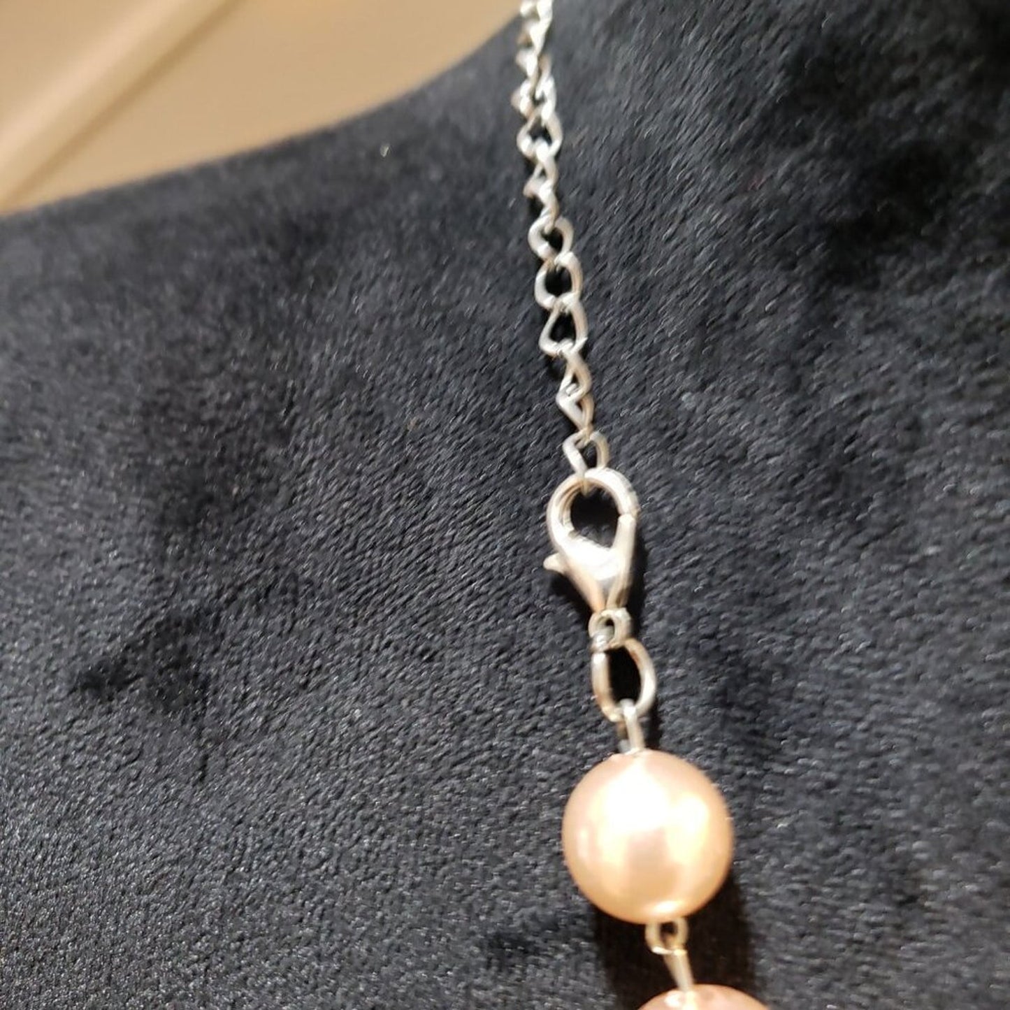 Women's Natural Pearl Round Beaded with Gold Link Chain Necklace Lobster Clasp