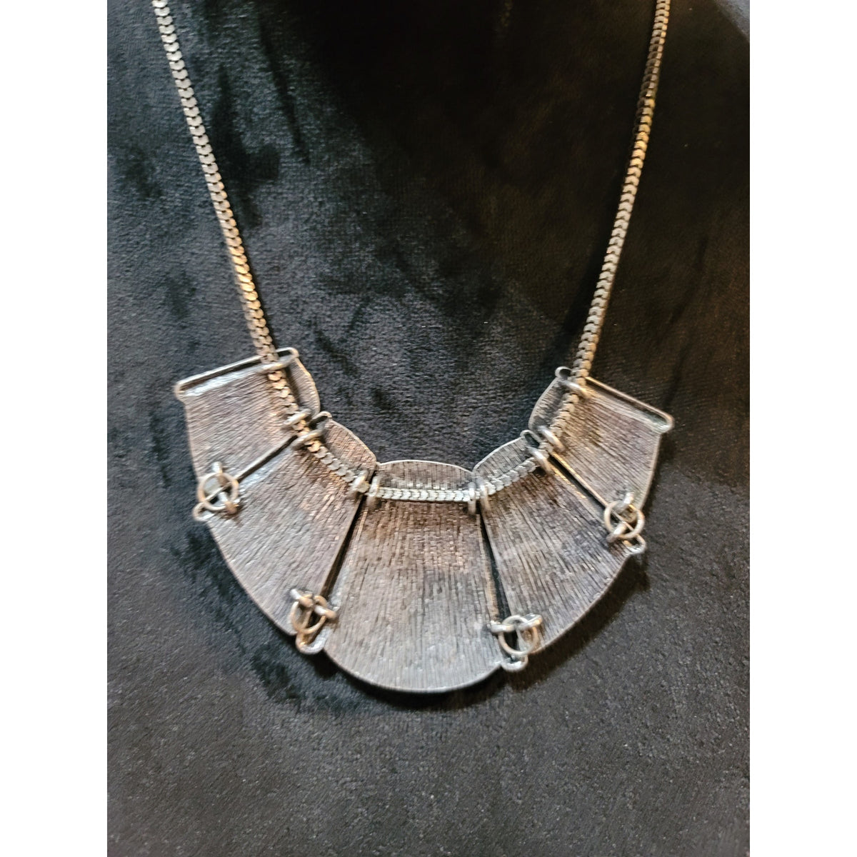 Women's Handmade Silver Metal Statement Necklace with Adjustable Chain