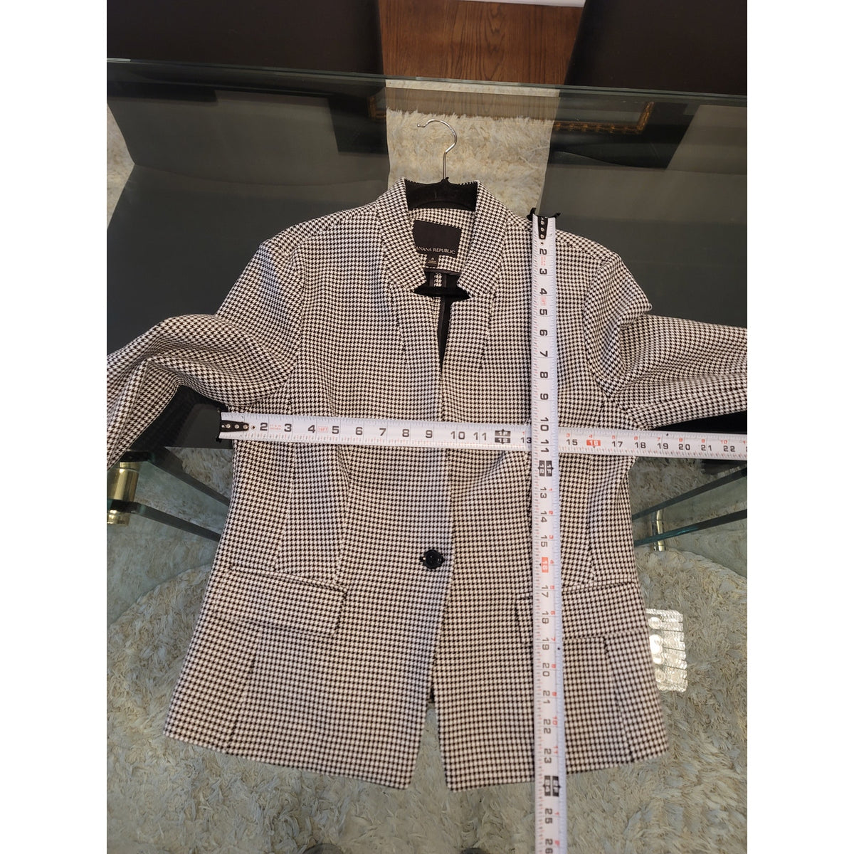 Banana Republic Blazer Jacket Women's Size 8 White/Black Houndstooth One Button