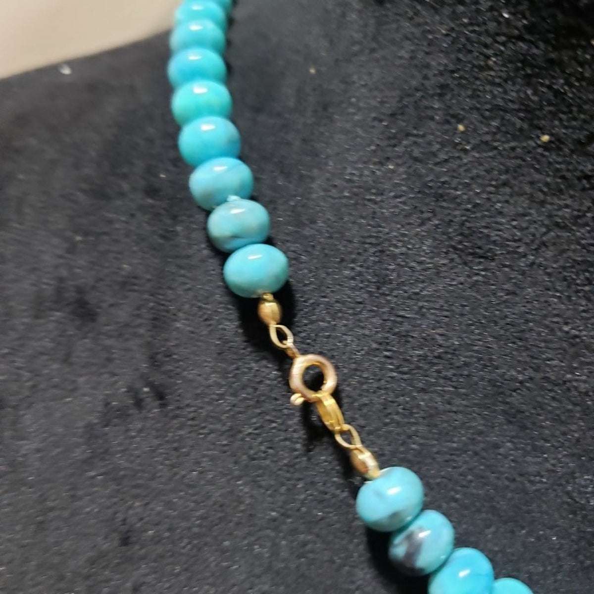 Womens Fashion Natural Turquoise Oval Gemstone Beads Necklace w/ Lobster Clasp
