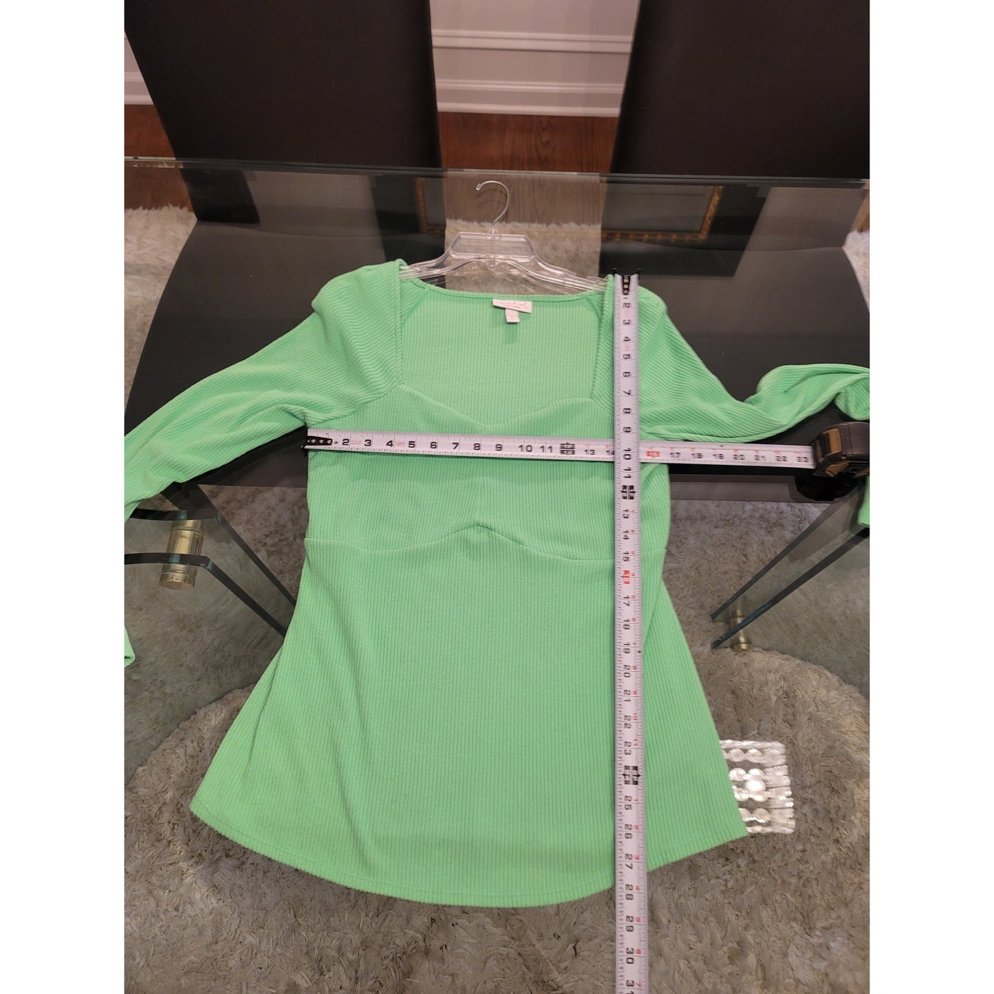 Isabel by Ingrid Isabel Sweater Women's XL Green Ribbed V-Neck Long Sleeve Knit