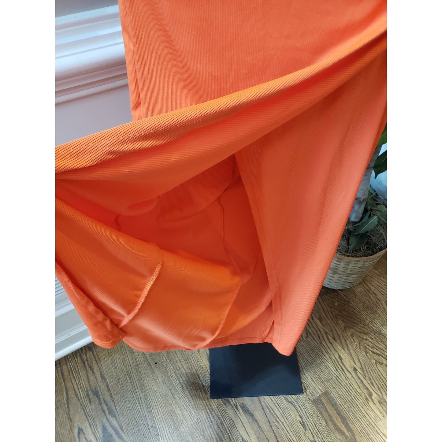 SHEIN Bodycon Dress Womens M Pink Orange Two Tone Ribbed Sleeveless Round Neck