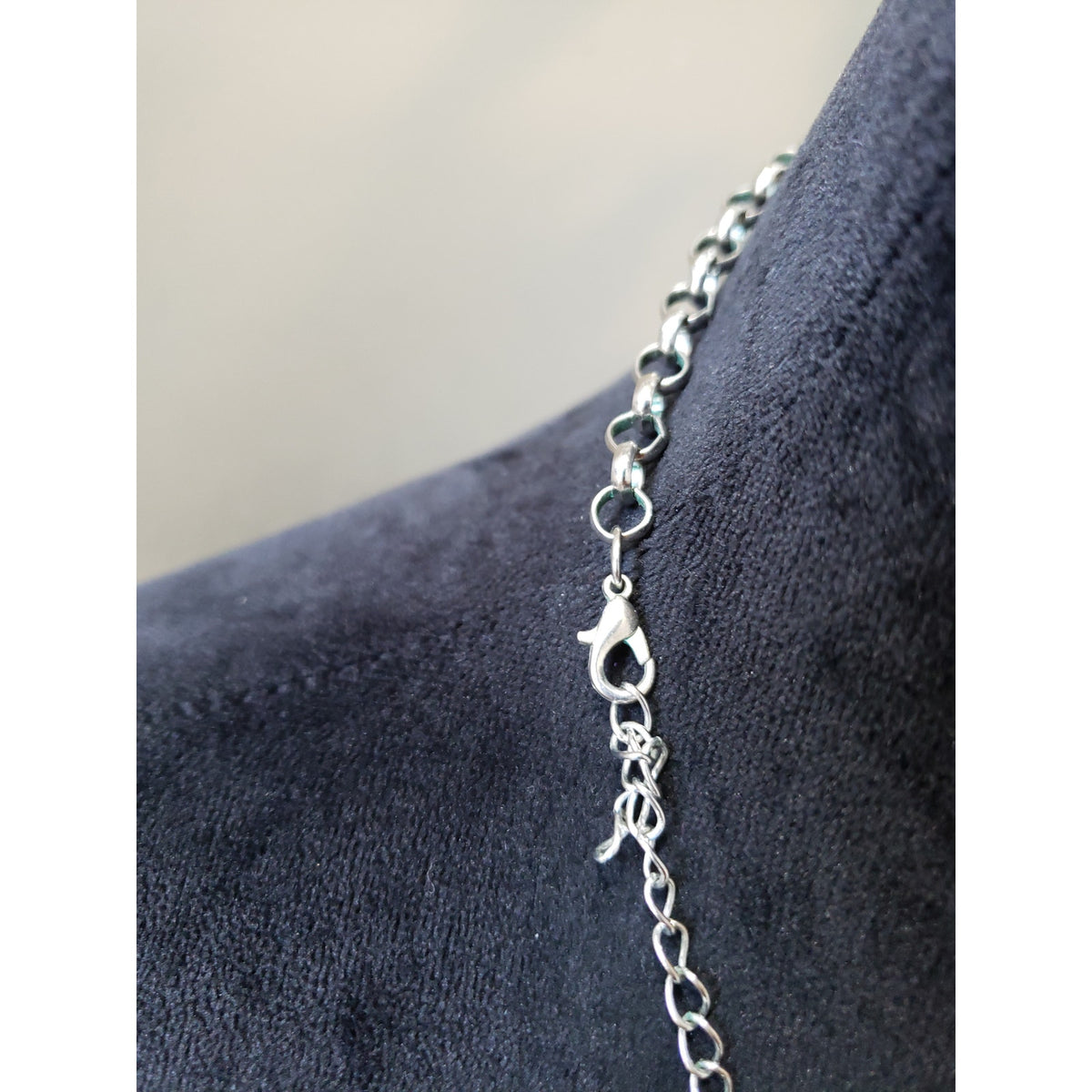 Women's Blue Silver Beaded Statement Necklace Lobster Clasp Layered Chunky