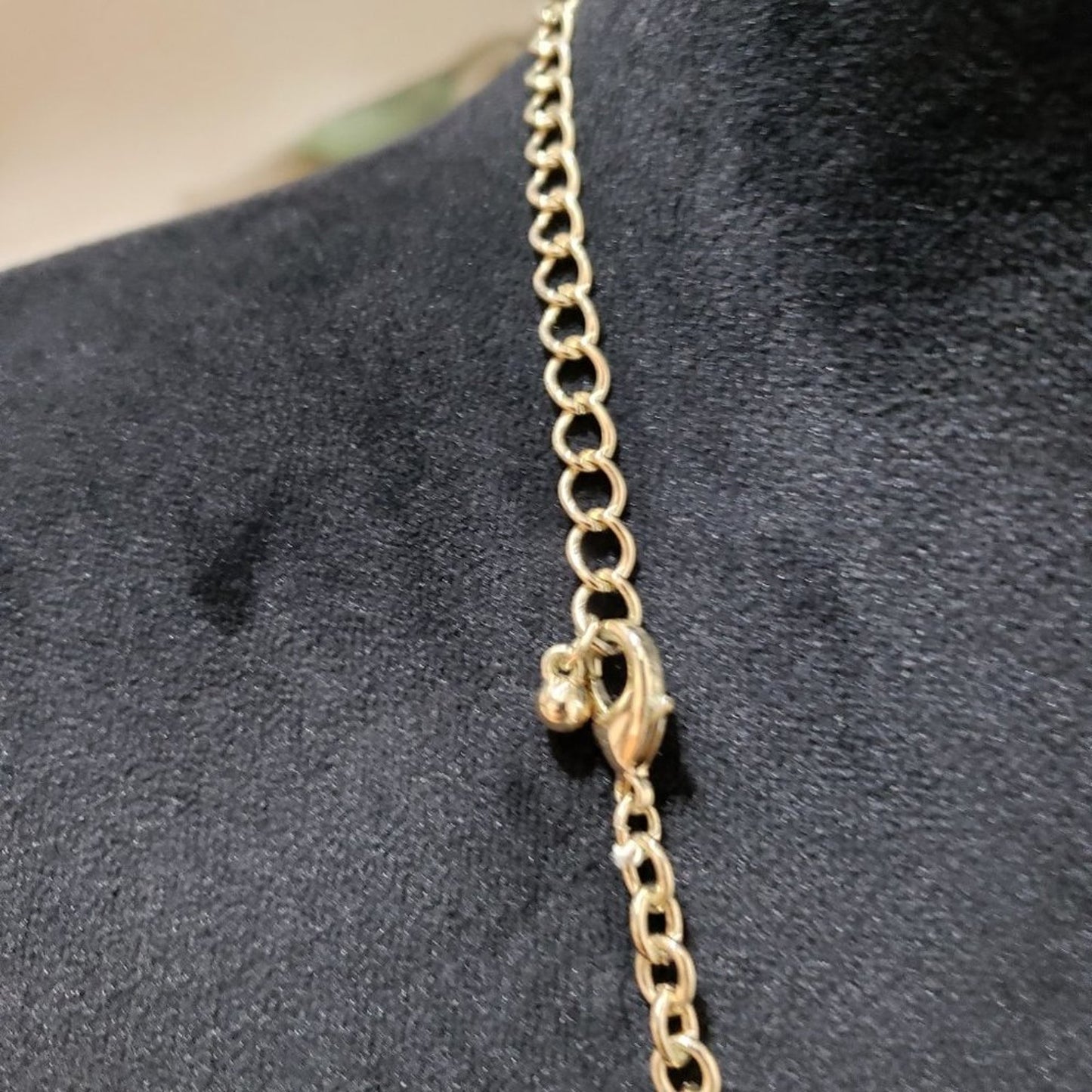 Womens Beautiful Black Enamel Seed Pattern on Gold Tone Metal Statement Necklace