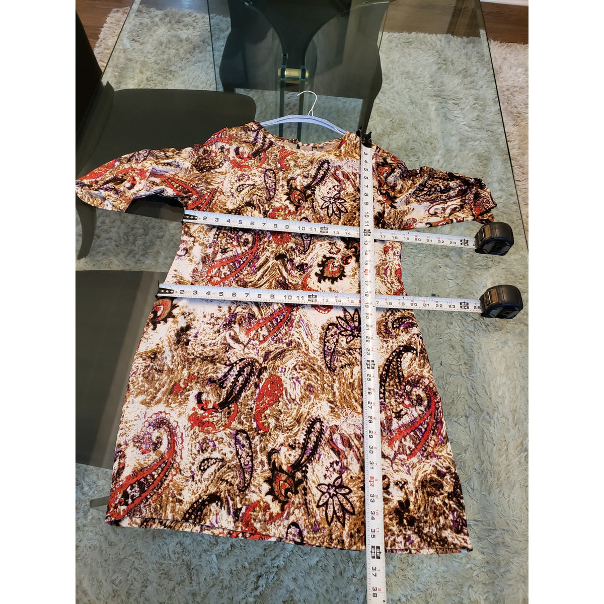 KUT from the Kloth Dress Women 12 Multicolor Paisley 3/4 Sleeve Lined Stretch