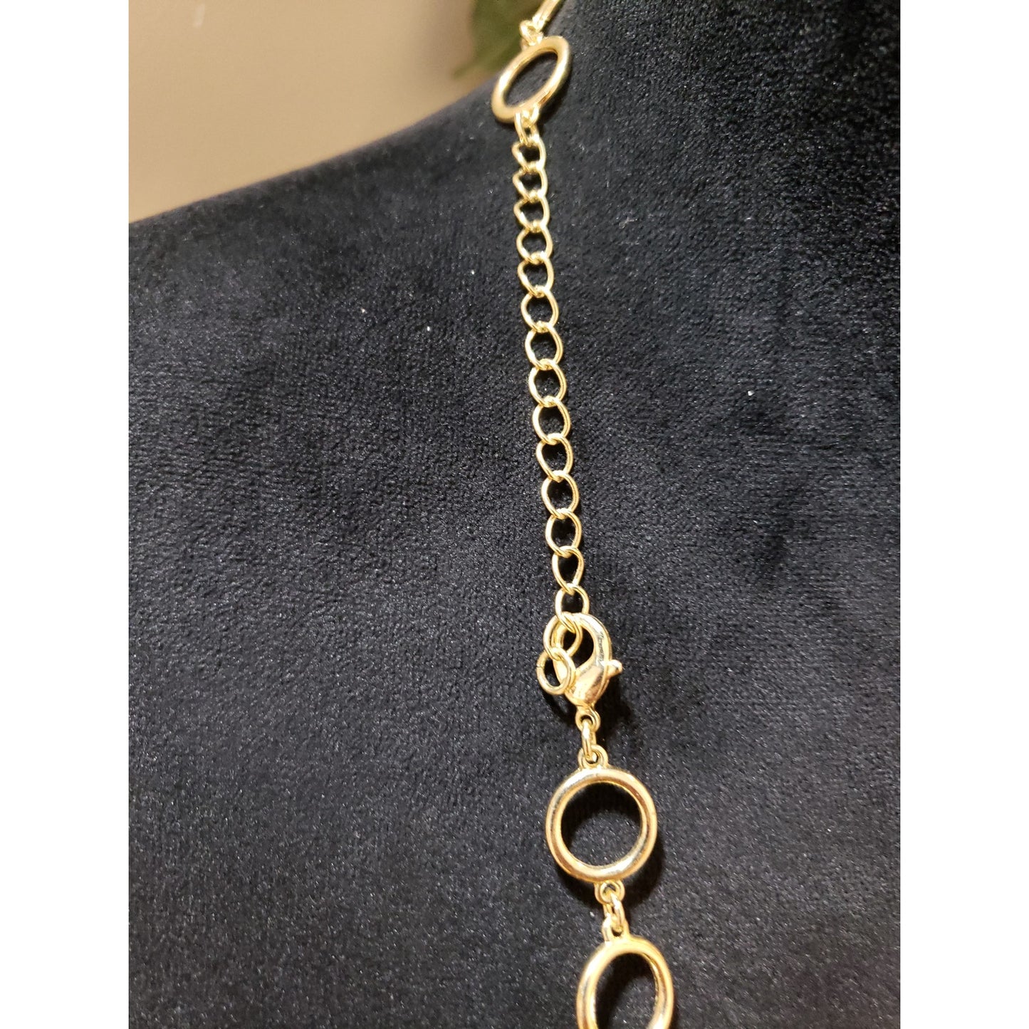 Womens Gold Tone Open Link Long Necklace with Lobster Clasp