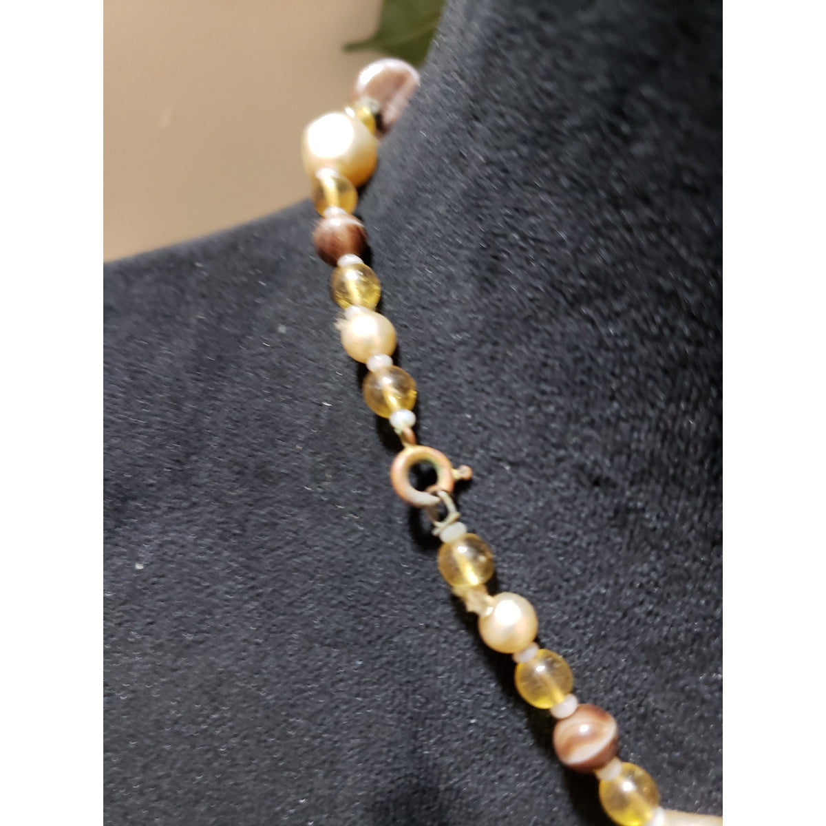 Womens Faceted Agates Loose Abalone Beads Collar Necklace with Spring Ring Clasp