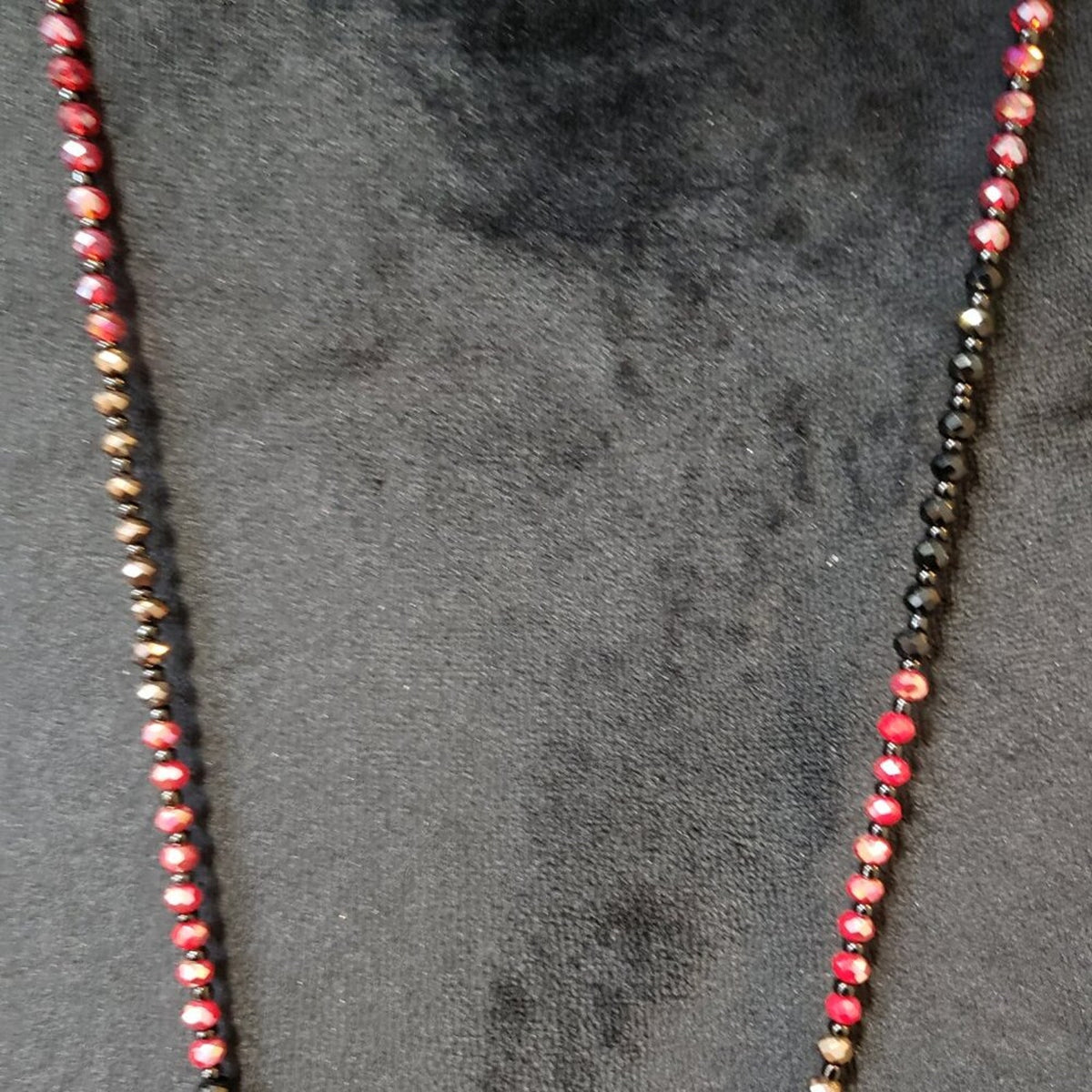 Womens Fashion Red Black Faceted Seed Beads Leather Cord Tassel Necklace Jewelry