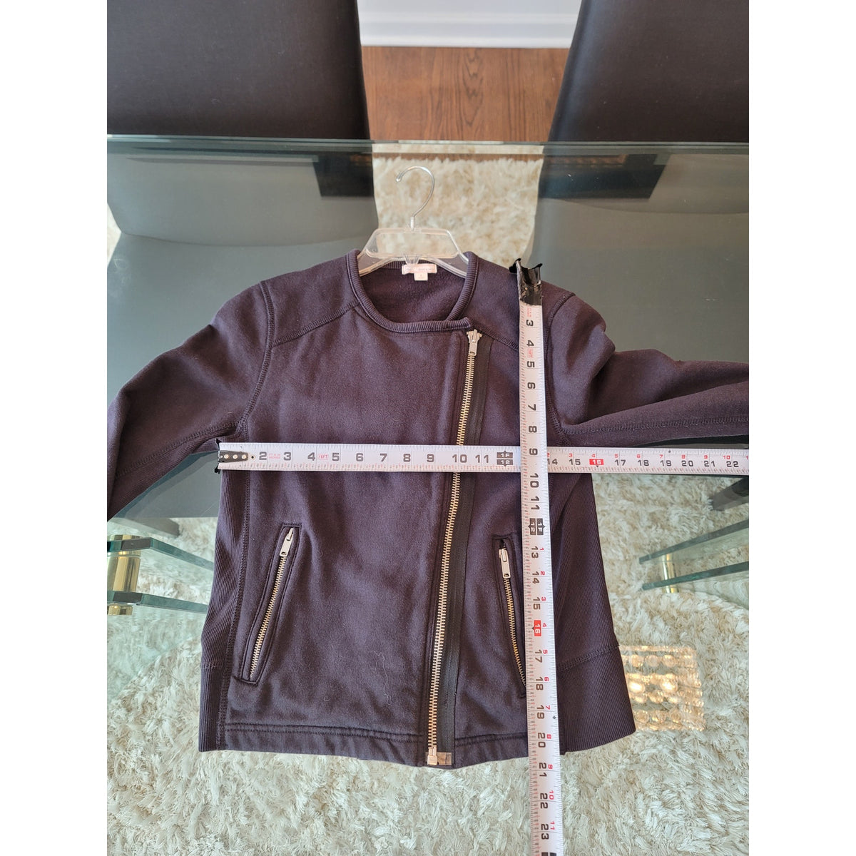 Gap Moto Jacket Women's Small Black Asymmetrical Full Zip Flatlock Stitching