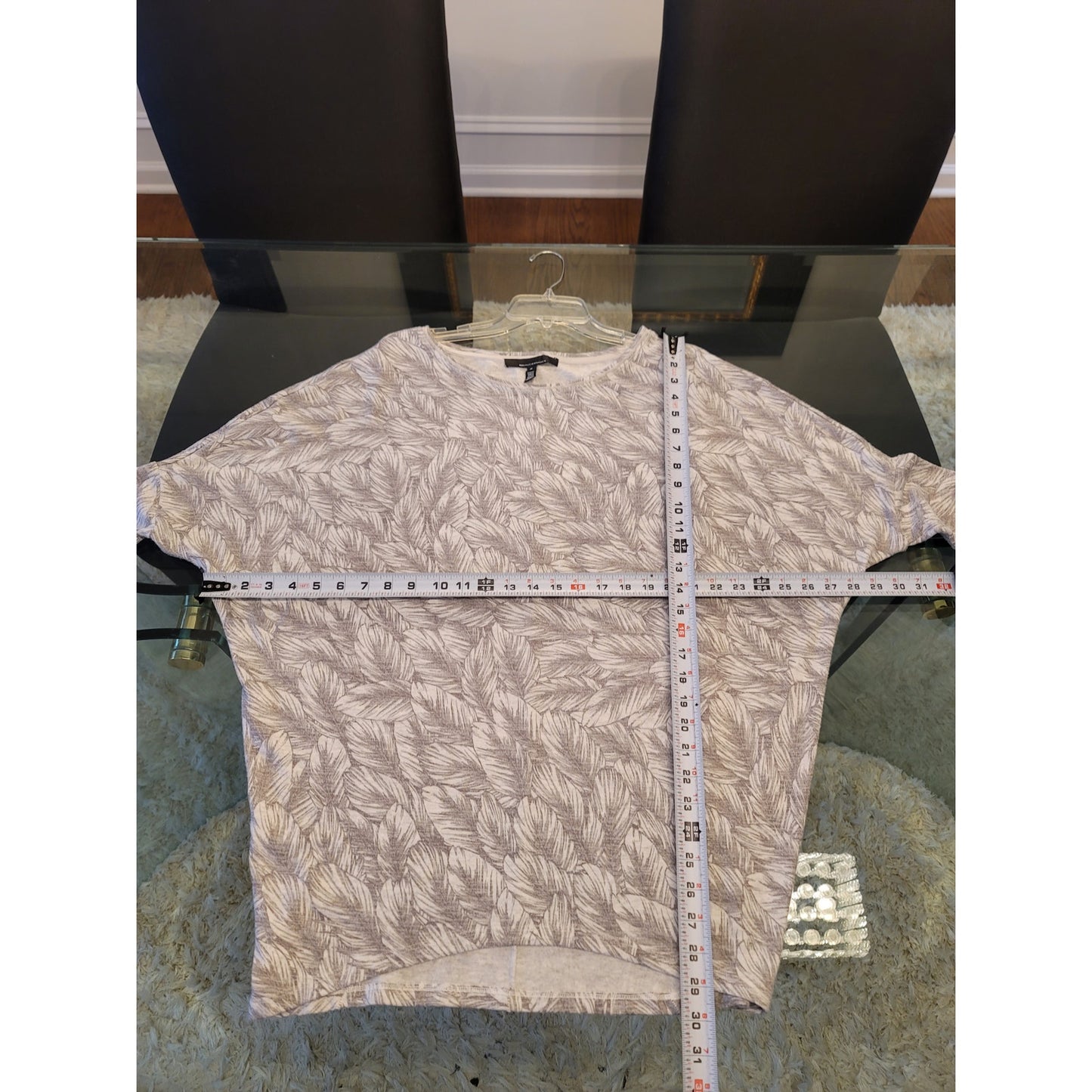 White House Black Market Sweater Women's Medium Gray Long Sleeve Pullover Print