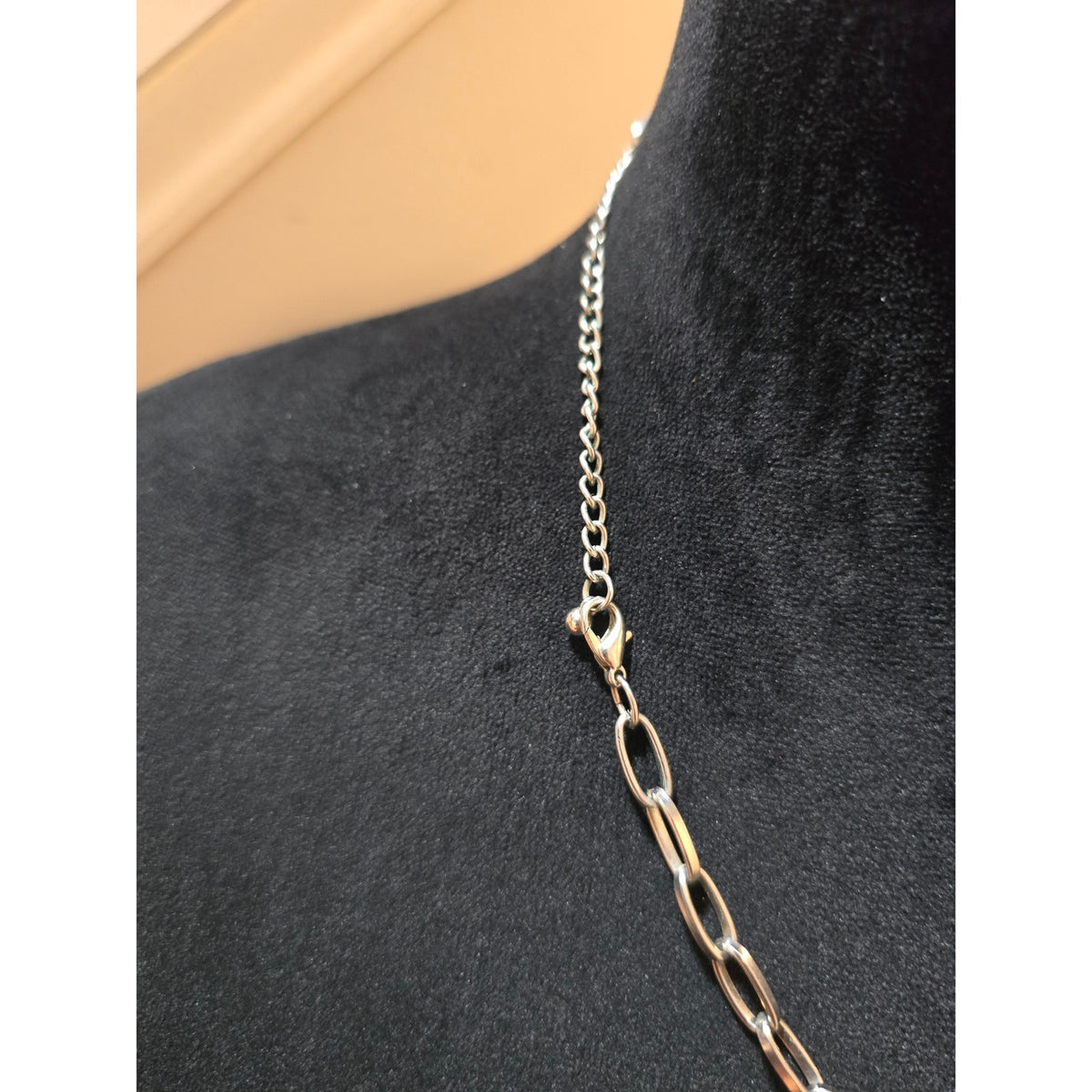 Women's Chunky Multi Strand Silver Tone Necklace Green Stone Statement Bib
