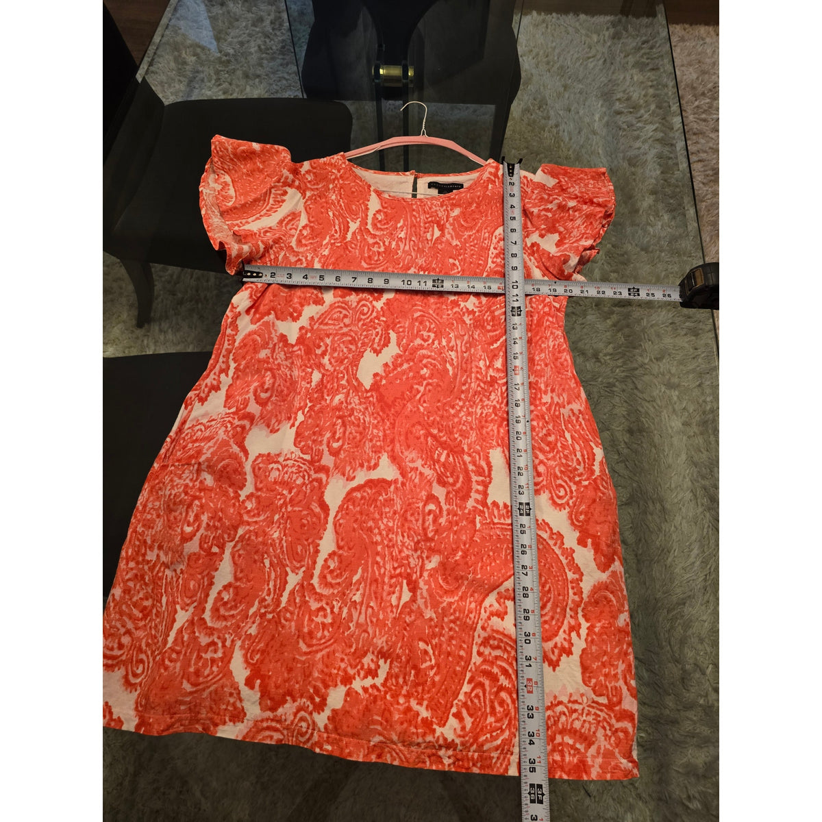 Grace Elements Shift Dress Women's SZ XL Coral Pink Paisley Back keyhole Pockets