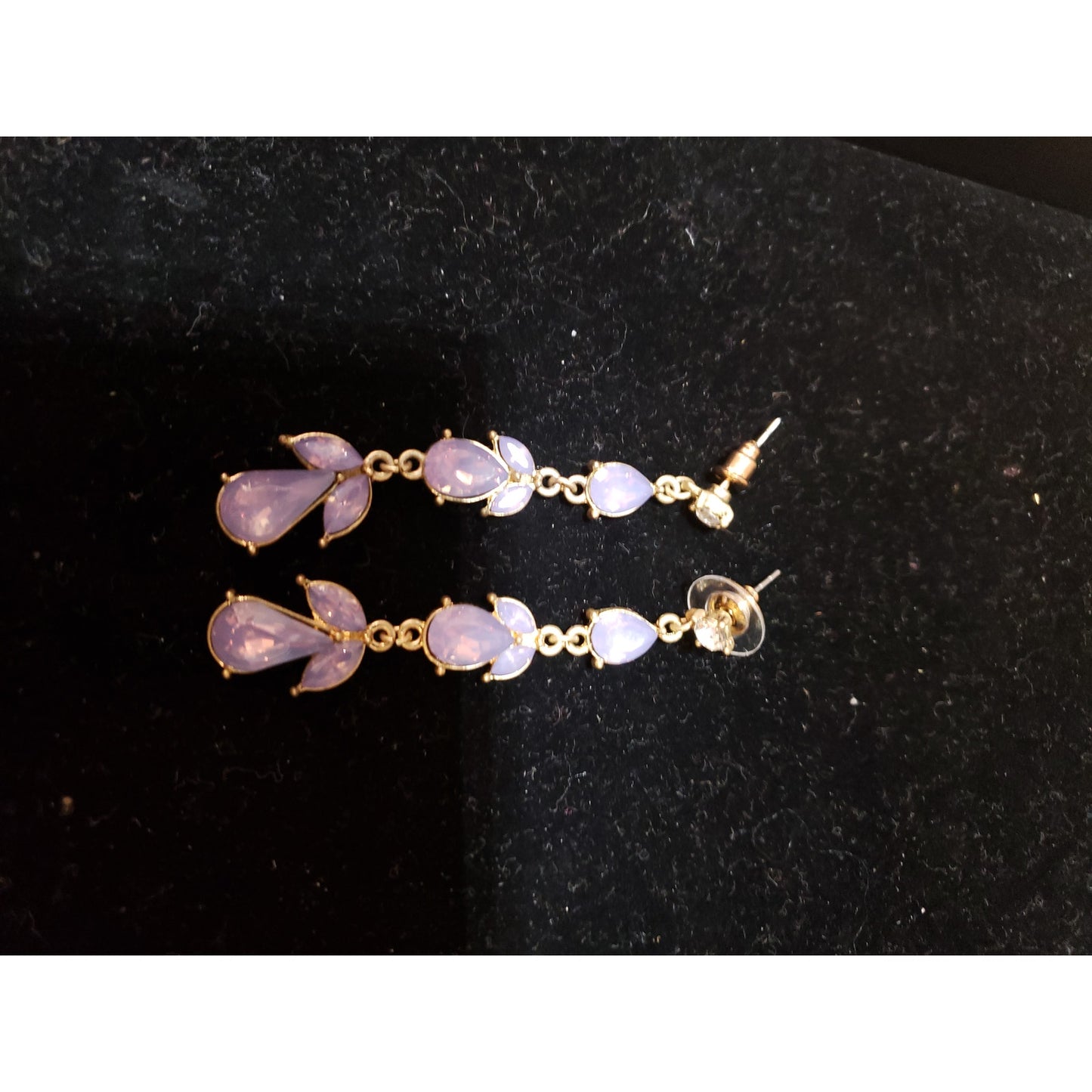 Womens Purple & Clear Rhinestone Glam Necklace with Elegant Earrings