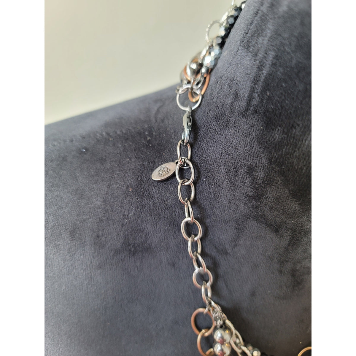 Women's Multi Layer Beaded Chain Statement Necklace With Lobster Clasp Lock