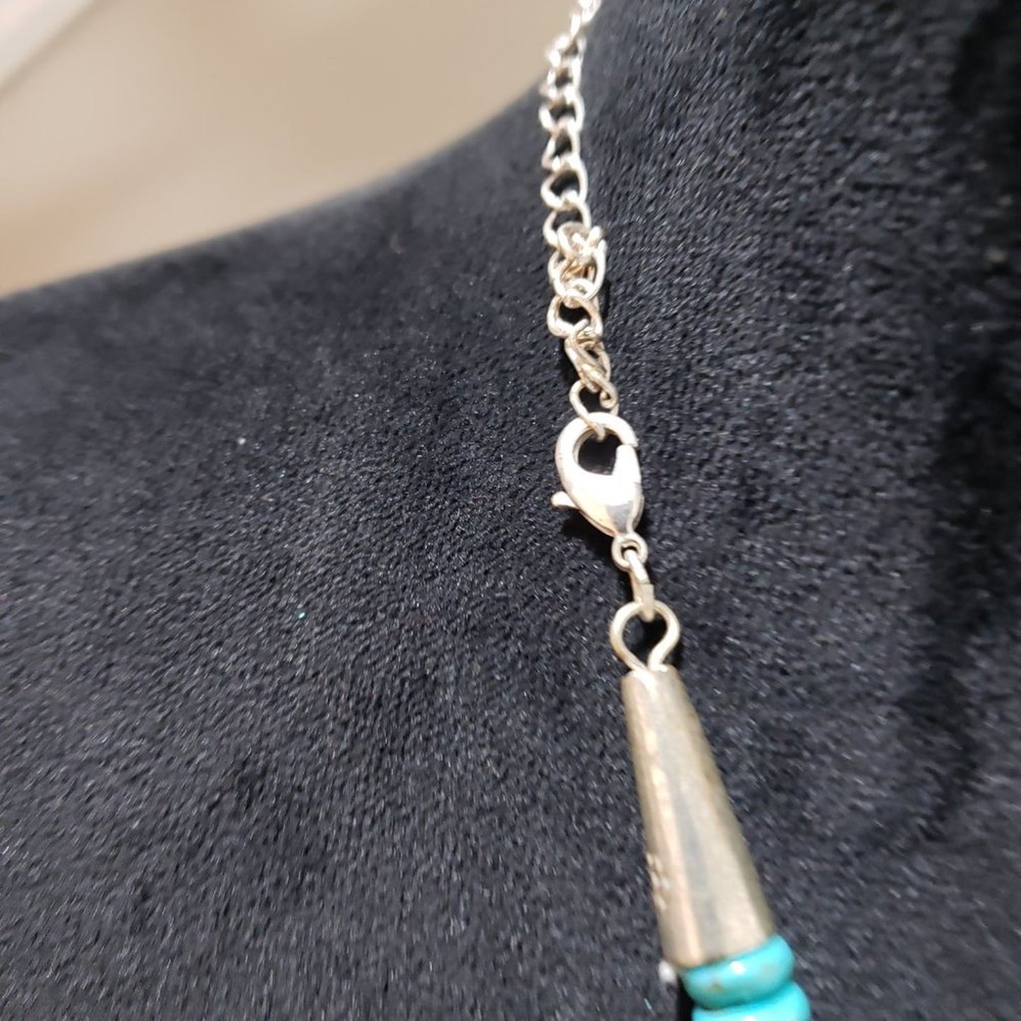 Women Fashion Native Turquoise Bead 3 Strand Collar Necklace with Lobster Clasp