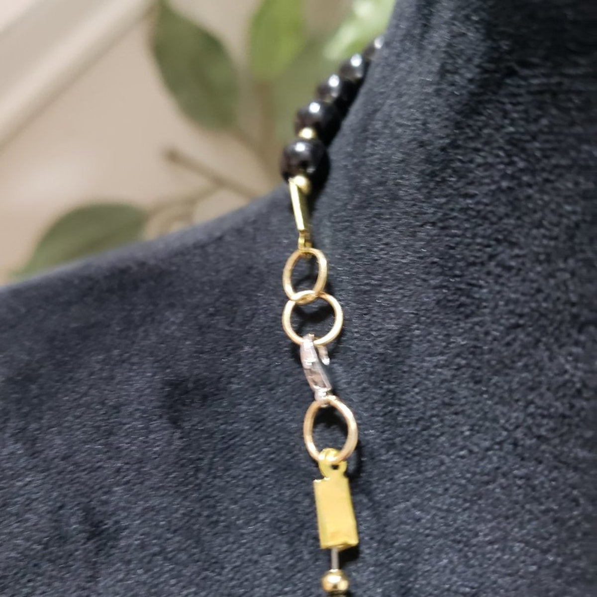 Women's Black Round Shape Beaded Statement with Lobster Clasp Necklace
