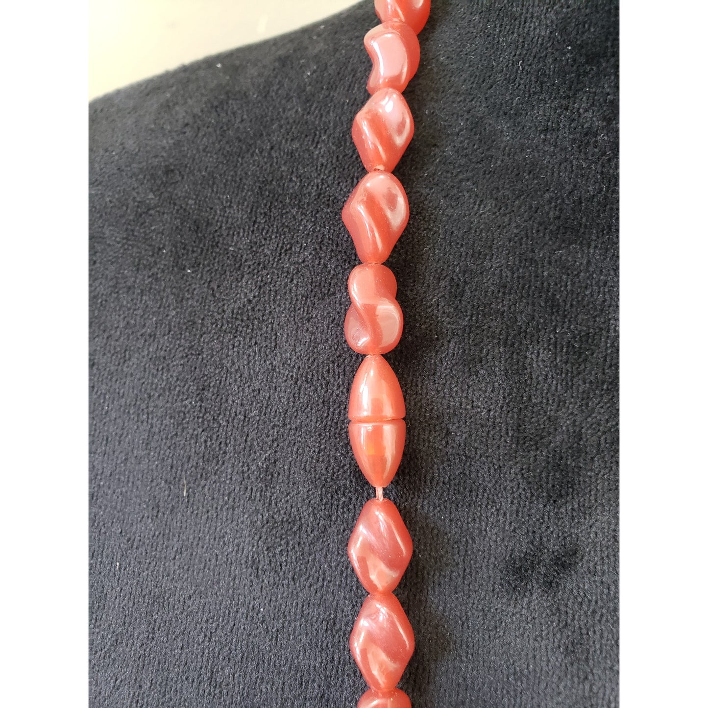Womens Fashion Coral Oblong Lucite Beads Long Necklace Jewelry w/ Barrel Clasp