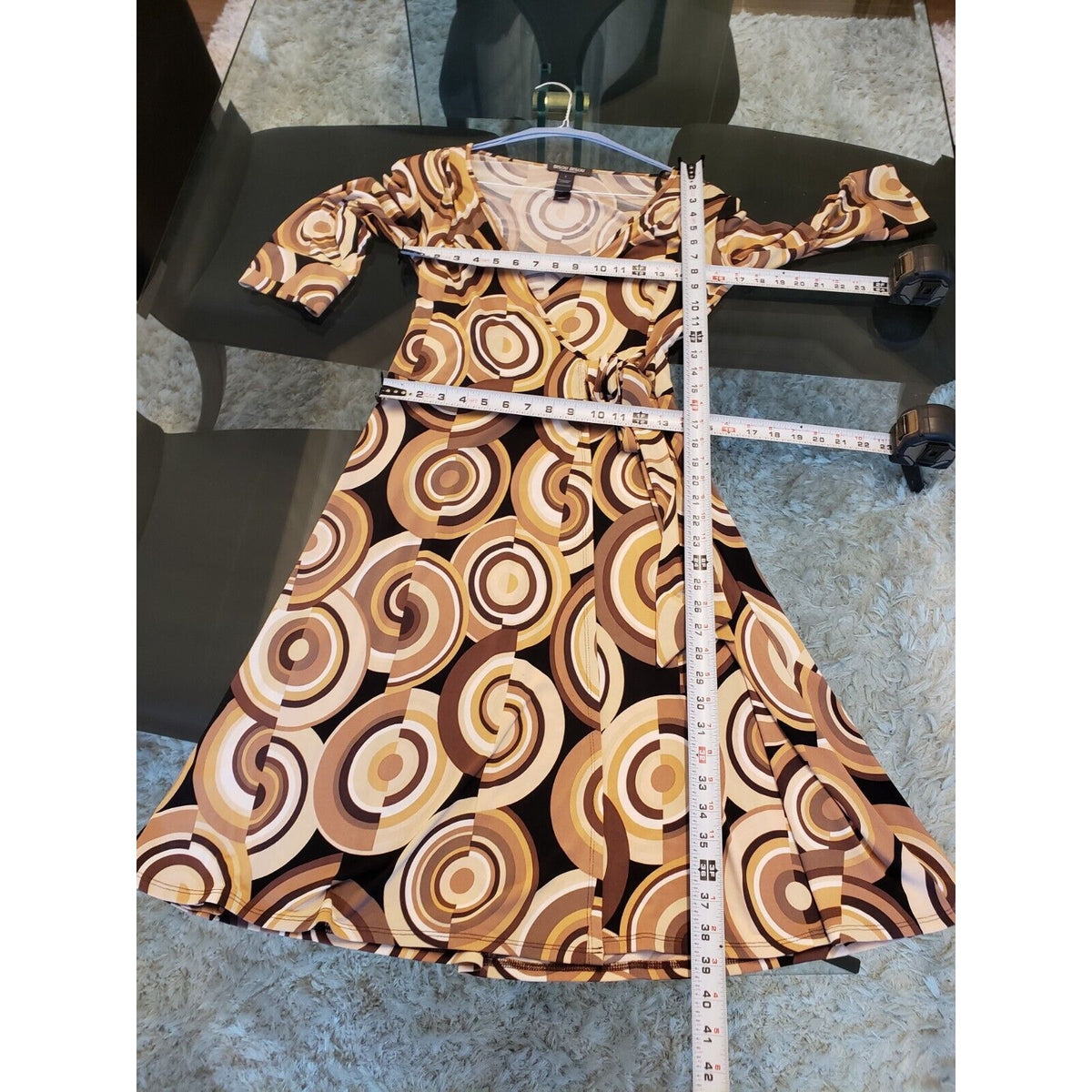 Bisou Bisou Women's Multicolor Polyester Wrap 3/4 Sleeve Knee Length Dress 8
