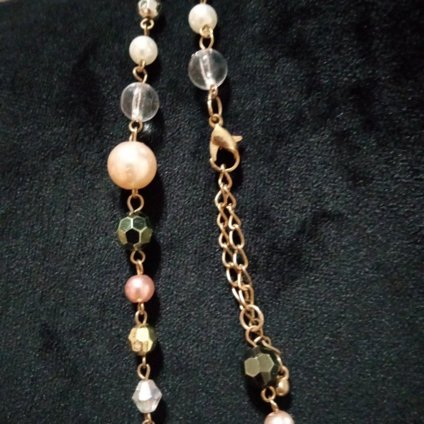 Womens Fashion Chunky Double Strand Multicolor Beaded Necklace w/ Lobster Clasp