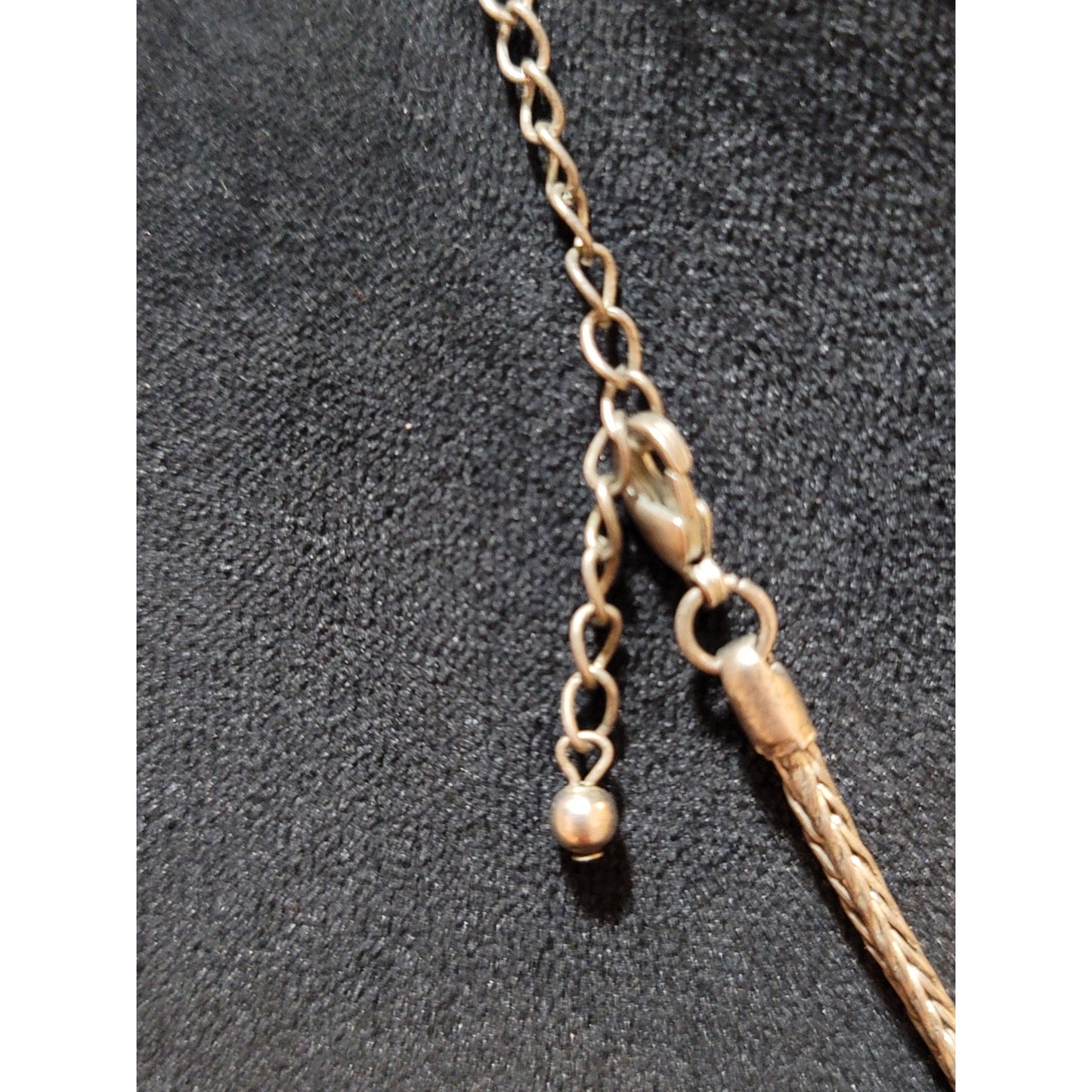 Women's Vintage Silver Woven Chain Necklace With Black Stone Pendant Lobster Clasp