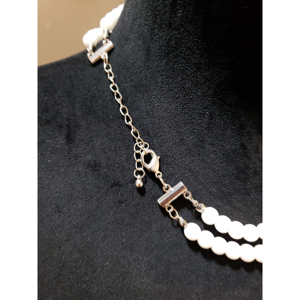 Womens Silver Tone Multi Acrylic Beaded Tiered Bib Statement Necklace Jewelry