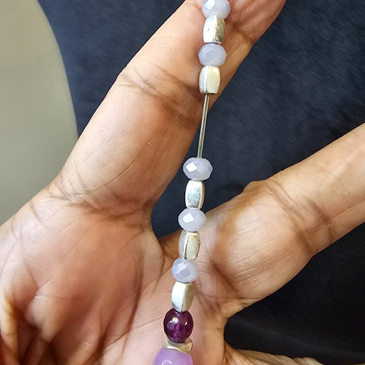 Womens Multicolor Multiple Beaded Long Stretch Necklace with Lobster Clasp