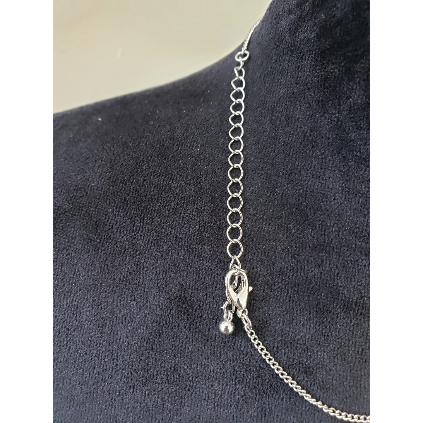 Womens Silver Plated Link Triangle Enamel Statement Necklace with Lobster Clasp