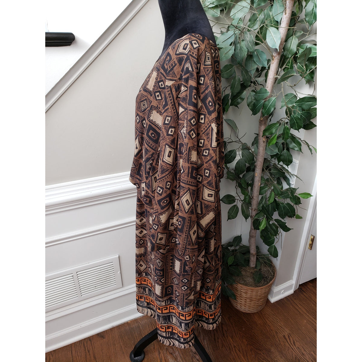 Signature By Robbie Bee Fit & Flare Dress Women's 24W Brown Lined Elastic Waist