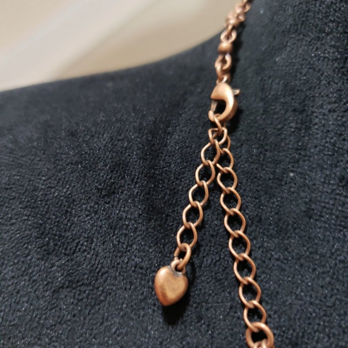 Womens Copper Tone Heart Charm Double Strand Collar Necklace with Lobster Clasp