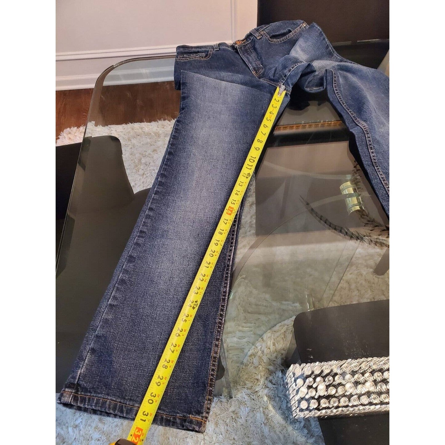 Old Navy Women's Blue Denim Cotton Mid Rise Regular Stretch Jeans Pants Size 8