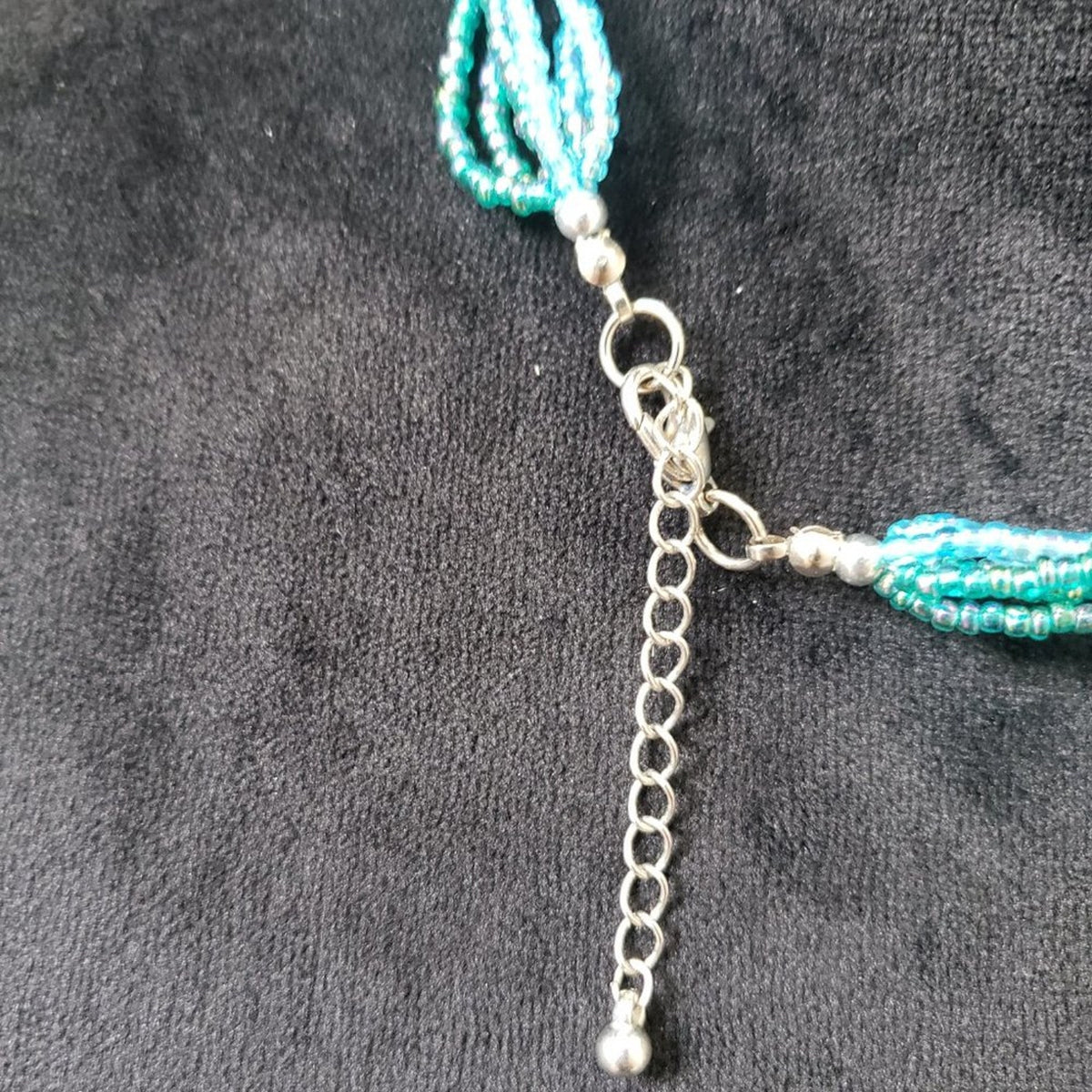 Womens Beaded Green Acrylic Rectangular Shape Pendant Necklace with Lobster