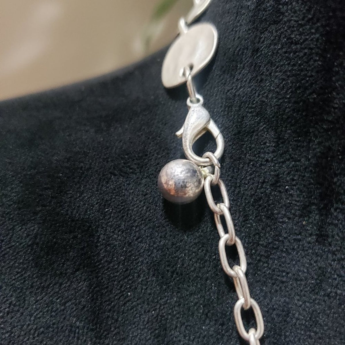 Womens Fashion Silver Round Link Disk Statement Necklace w/ Lobster Clasp