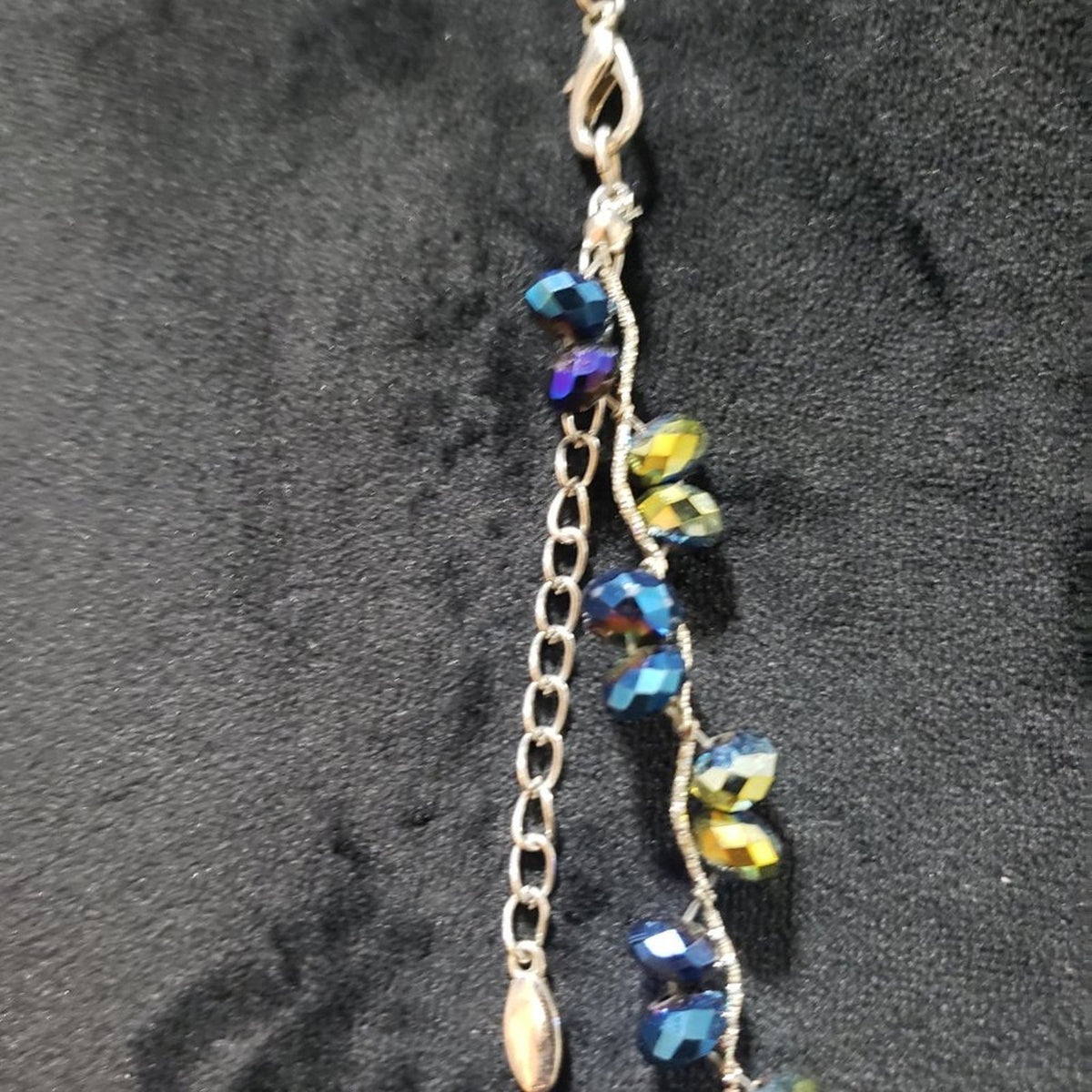 Womens Fashions Multi Round Bead Statement Teardrop Necklace with Lobster Clasp