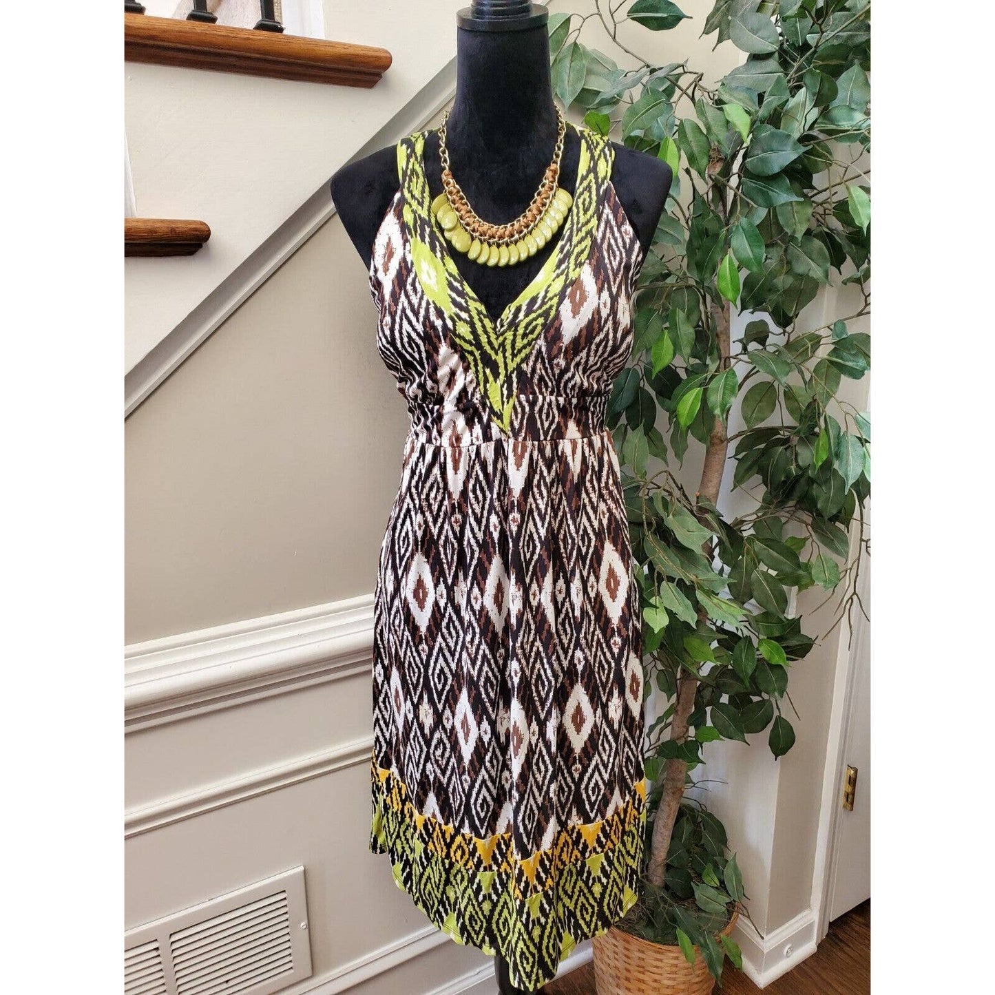 International Concepts Women's Multicolor V-Neck Sleeveless Knee Length Dress M